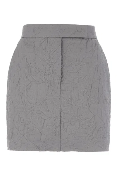 Max Mara Grey Wool Mini Skirt In Grigio Chiaro