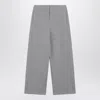 Max Mara Double-layer Wool And Cotton Blend Trousers In Gray
