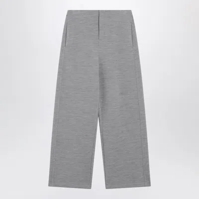 Max Mara Grey Wool-cotton Blend Trousers In Silver