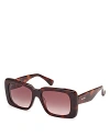 Max Mara 53mm Rectangular Sunglasses In Havana/brown