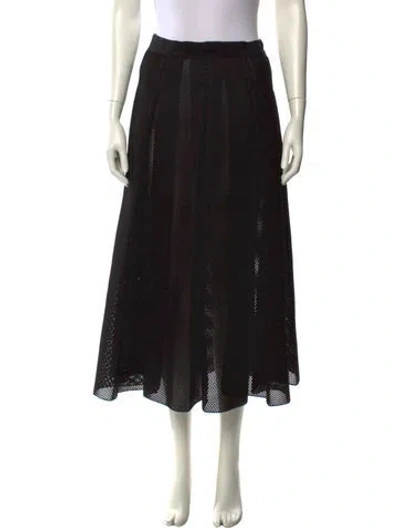 Pre-owned Max Mara Grosgrain Trim Midi Length Skirt In Black