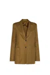 Max Mara Single-breasted Linen Blazer In Green