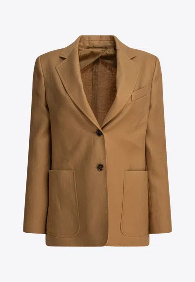 MAX MARA GUGLIA LINEN SINGLE-BREASTED BLAZER
