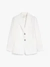 Max Mara Single-breasted Linen Blazer Featuring Pockets In White