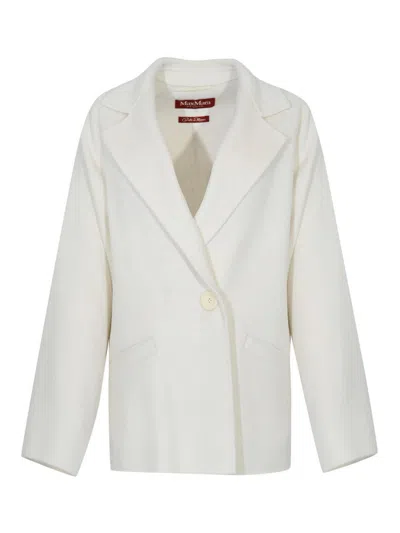 Max Mara Guinea Short Coat In Cashmere And Wool In White