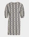 Max Mara Gustavo Mini Printed Dress In White Blue