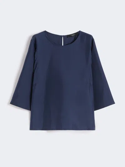 Max Mara Habotai Silk And Jersey Blouse In Blue