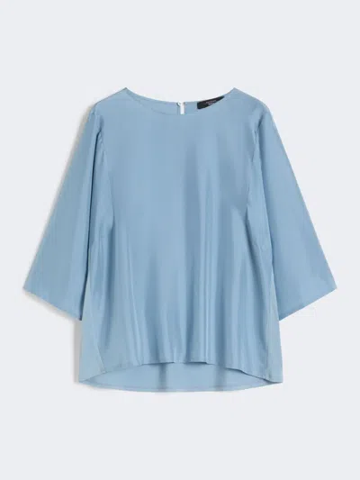 Max Mara Habotai Silk And Jersey Blouse In Blue