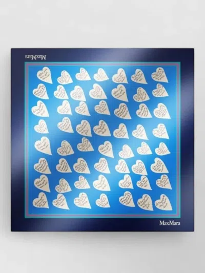 Max Mara Hair Accessory Scarf Heart Pattern Design In Blue