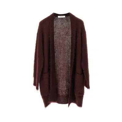 Max Mara Hair Blend Oversized Cardigan In Red