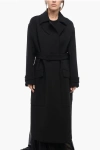 Max Mara Black Stretch Wool Blend Coat