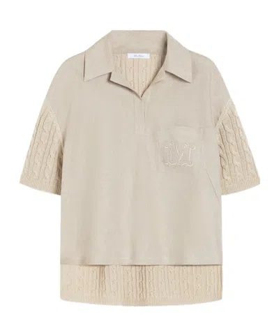 Max Mara Half-sleeve Polo Shirt In Beige