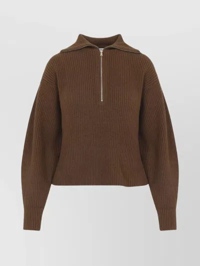 MAX MARA HALF ZIP KNIT HIGH COLLAR