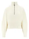 Max Mara Half-zip Ribbed Pullover In White
