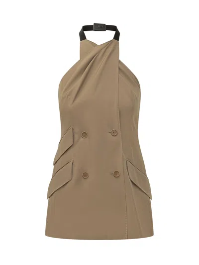 Max Mara Halter Draped Top With Paper Bag Design In Multi