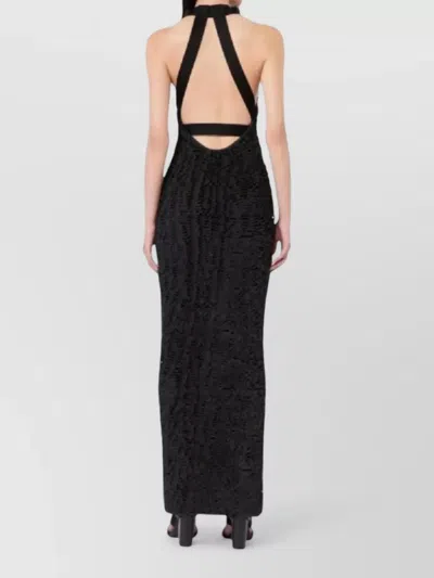 Max Mara Halter Neck Floor Length Sleeveless Dress In Black