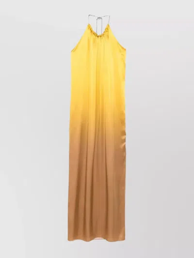 Max Mara Halter Neckline Backless Dress In Gold
