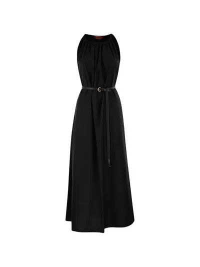 Max Mara Halterneck Belted Maxi Dress In Black