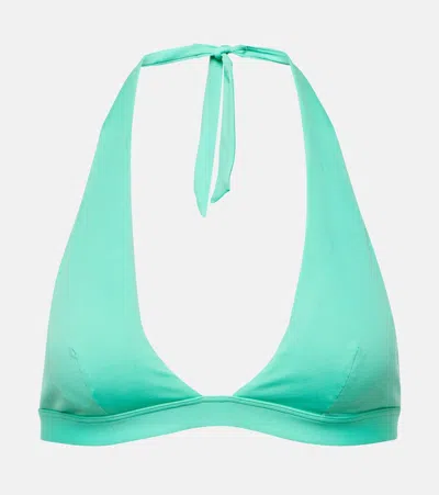 Max Mara Halterneck Bikini Top In Blue