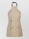 Max Mara Maxmara Mxsnuraghe Sleeveless Jacket In Wool And Silk Poplin In Neutral