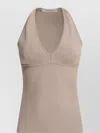 Max Mara Halterneck Fitted Silhouette Tops With Seam Detailing In Beige