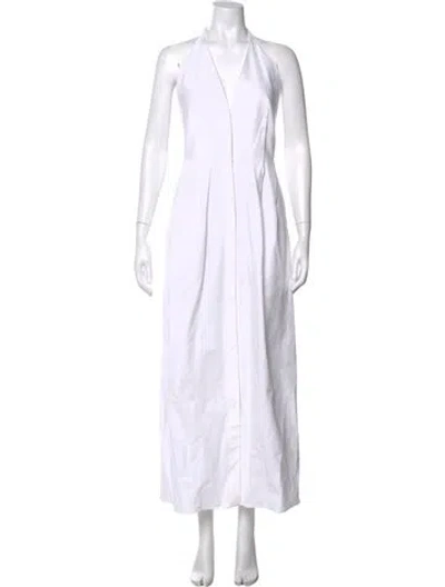 Pre-owned Max Mara Halterneck Long Dress In White
