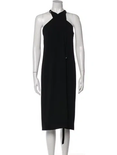 Pre-owned Max Mara Halterneck Midi Length Dress In Black