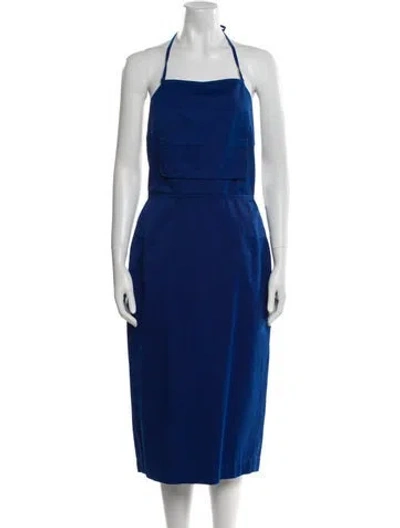 Pre-owned Max Mara Halterneck Midi Length Dress W/ Tags In Blue