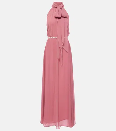 Max Mara Halterneck Silk Gown In Pink