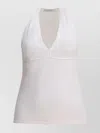 Max Mara Halterneck Sleeveless Fitted Silhouette Seam Detailing In White