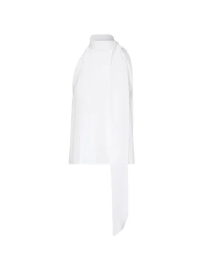 Max Mara Halterneck Tie-fastening Blouse In White