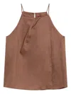 Max Mara Tobacco-coloured Ramie Gauze Top In Brown