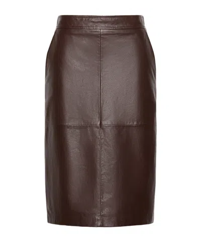 Max Mara Hammered Leather Pencil Skirt - Bordeaux In Brown