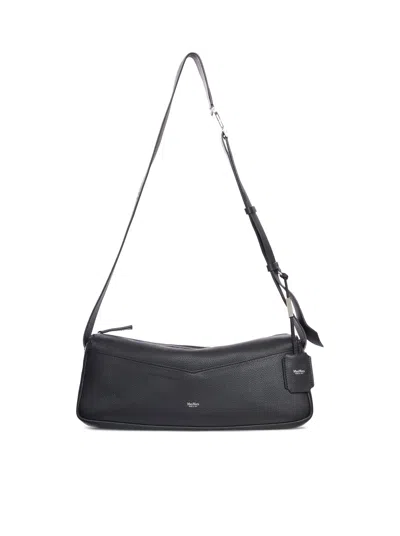 Max Mara Skippers Textured-leather Shoulder Bag In Black