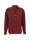 Max Mara Hammered-button Silk Blouse In Red