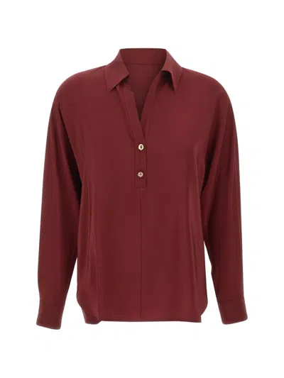 Max Mara Hammered-button Silk Blouse In Red