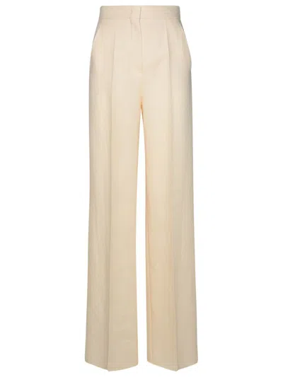 Max Mara Hangar Linen Wide-leg Pants In Ivory