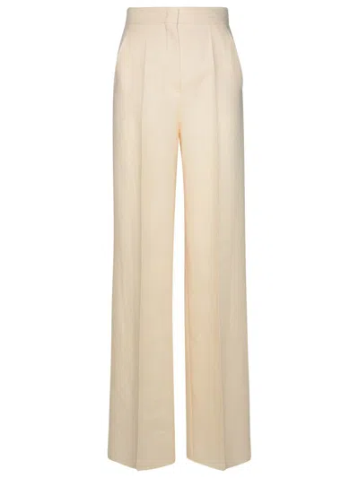 MAX MARA MAX MARA 'HANGAR' IVORY LINEN PANTS