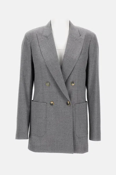Max Mara Harald Double-breasted Blazer In Gray
