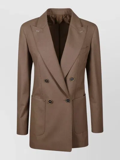 Max Mara Harald Notch Lapel Jacket Front Pockets In Pink