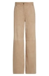 Max Mara Harald Suede Wide Leg Pants In Sand