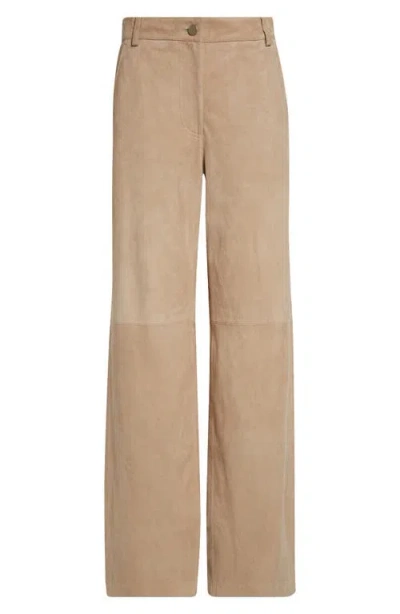 Max Mara Harald Suede Wide Leg Pants In Sand