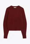 Max Mara Raspberry Sweater In Stretch Knit In Burgundy
