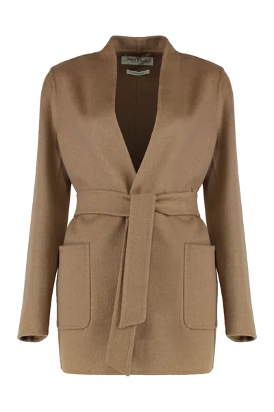 Max Mara Harold Camel Hair Wrap Coat In Brown