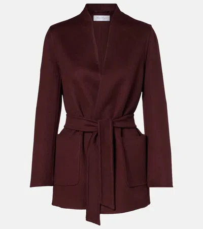Max Mara Harold Camel Hair Wrap Coat In Burgundy