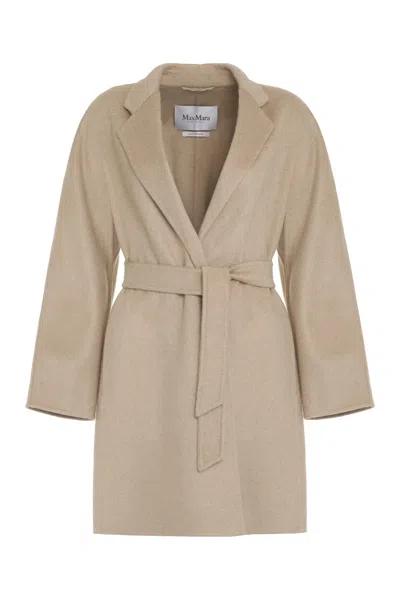 Max Mara Belt Cashmere Coat In Taupe