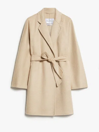 Max Mara Short Wrap Coat In Cashmere In Beige