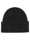 Max Mara Mmretina Ribbed-initial Beanie Hat In Black