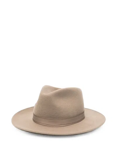 Max Mara Hat With Grosgrain Trim In Neutral