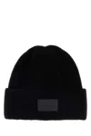 Max Mara Ribbed Logo-patch Beanie Hat In Black